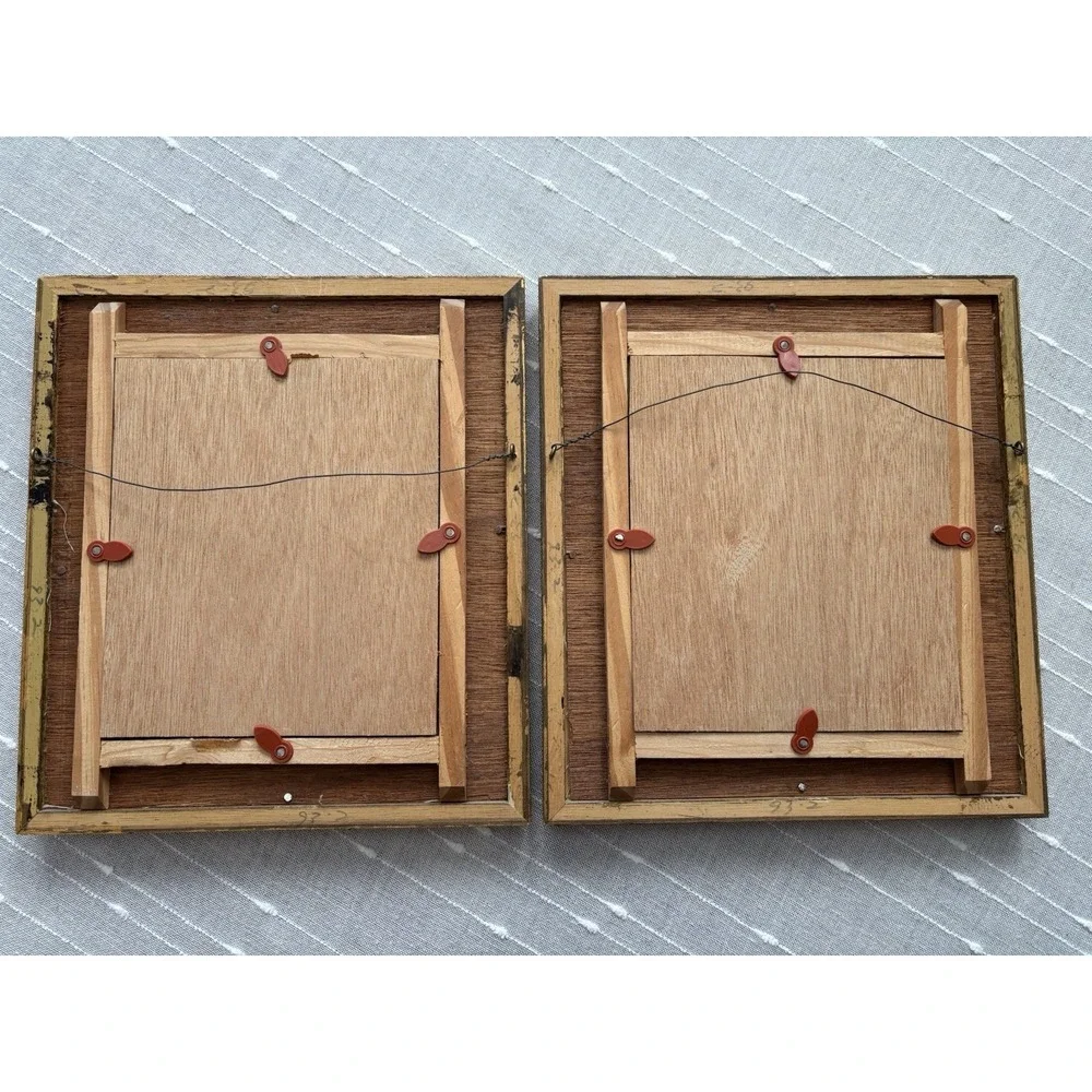 Set Of 2 Antique Beautiful Chinese Silk Embroidered Wall Art 9.5
